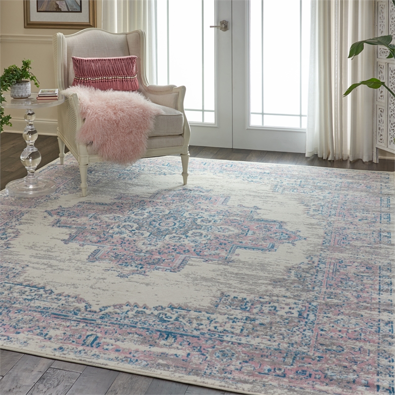 Nourison Grafix 7' x 10' Ivory/Pink Transitional Indoor Rug Polypropylene