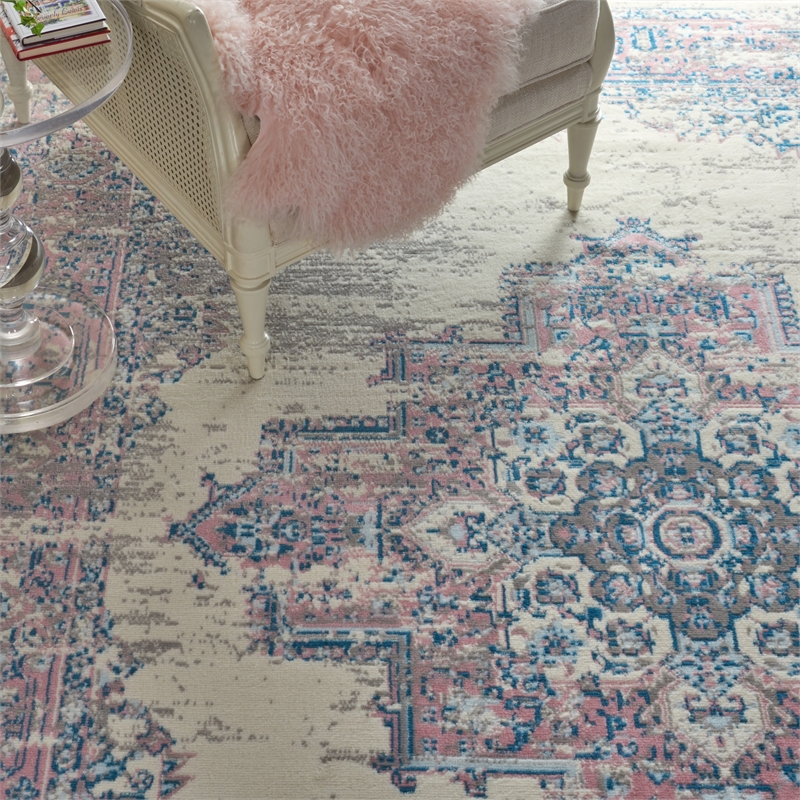 Nourison Grafix 7' x 10' Ivory/Pink Transitional Indoor Rug Polypropylene