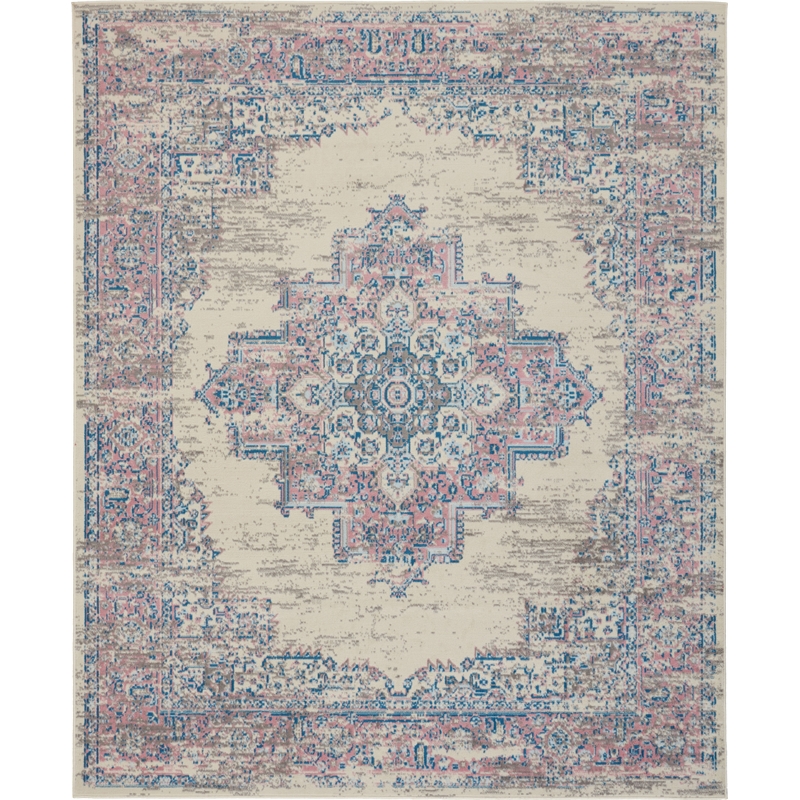 Nourison Grafix 7' x 10' Ivory/Pink Transitional Indoor Rug Polypropylene