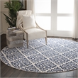 Nourison Grafix 8' x ROUND White/Blue Transitional Indoor Rug Polypropylene
