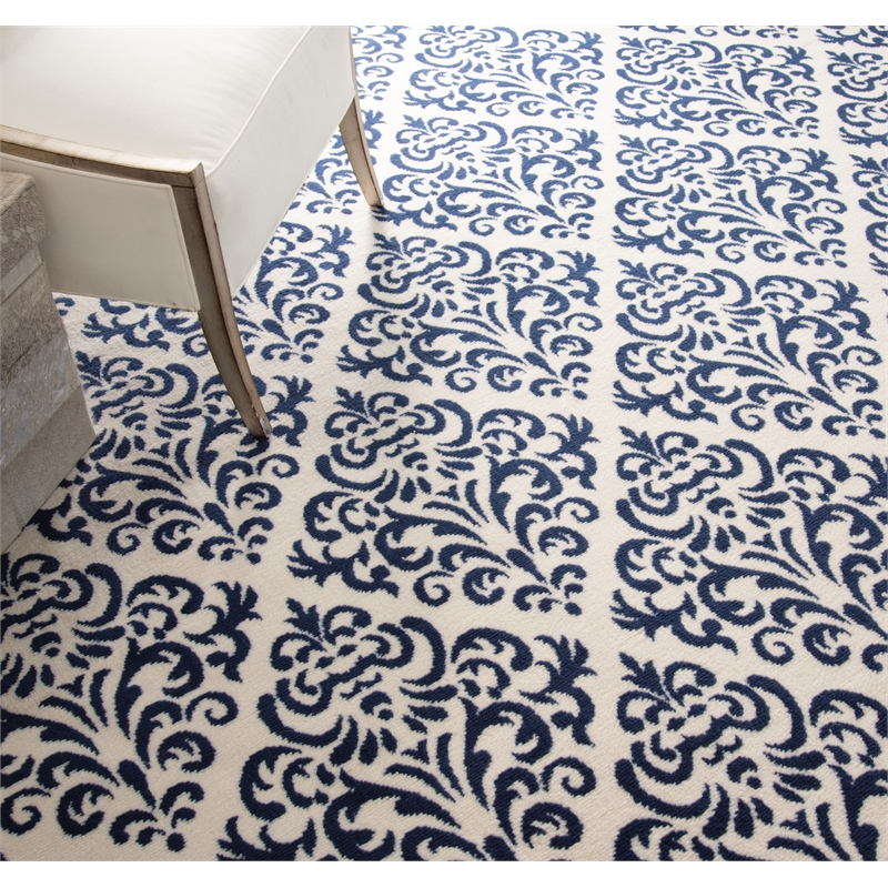 Nourison Grafix 8' x ROUND White/Blue Transitional Indoor Rug Polypropylene