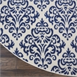 Nourison Grafix 8' x ROUND White/Blue Transitional Indoor Rug Polypropylene