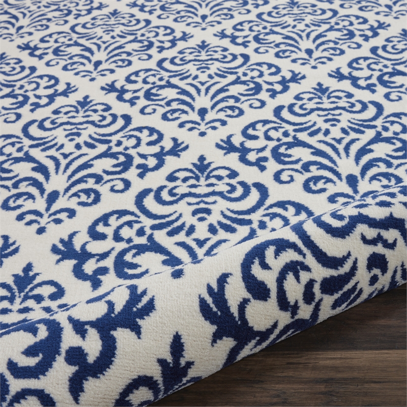 Nourison Grafix 8' x ROUND White/Blue Transitional Indoor Rug Polypropylene
