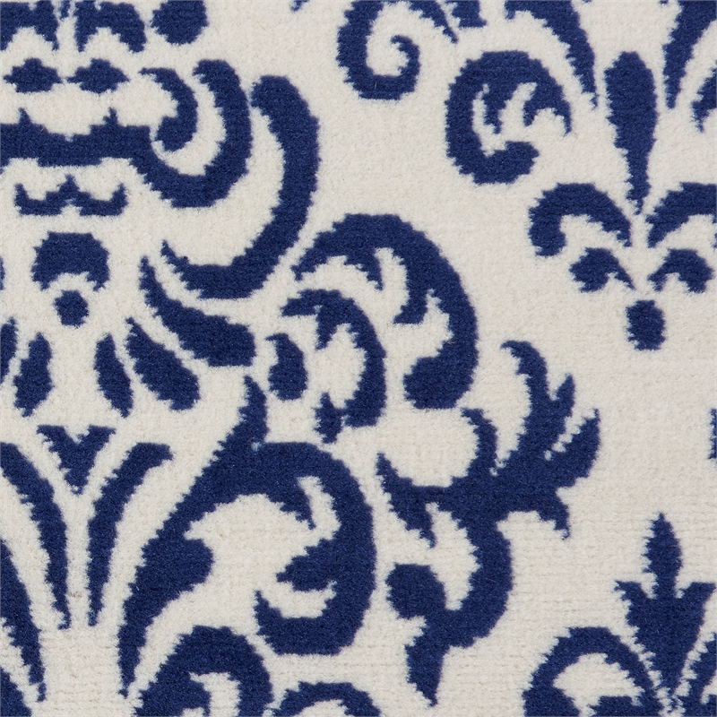 Nourison Grafix 8' x ROUND White/Blue Transitional Indoor Rug Polypropylene