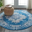 Nourison Grafix 5' x Round Blue Fabric Vintage Area Rug (5' Round)