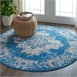 Nourison Grafix 5' x Round Blue Fabric Vintage Area Rug (5' Round)