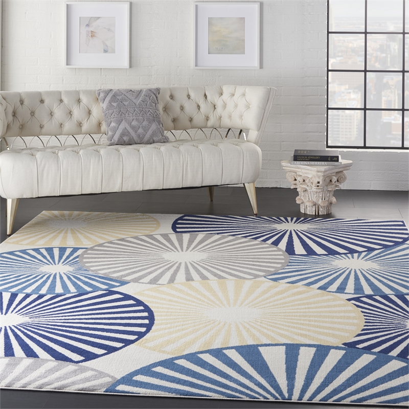 Nourison Grafix 7' x 10' White Contemporary Indoor Rug Polypropylene
