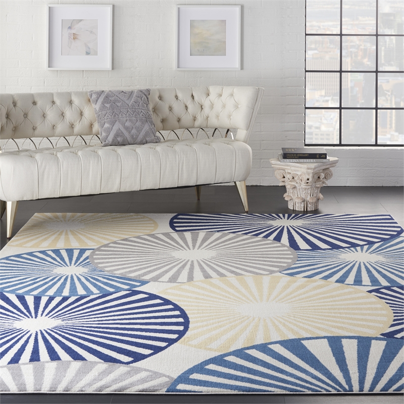 Nourison Grafix 7' x 10' White Contemporary Indoor Rug Polypropylene