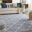 Nourison Grafix 7' x 10' White/Blue Transitional Indoor Rug Polypropylene
