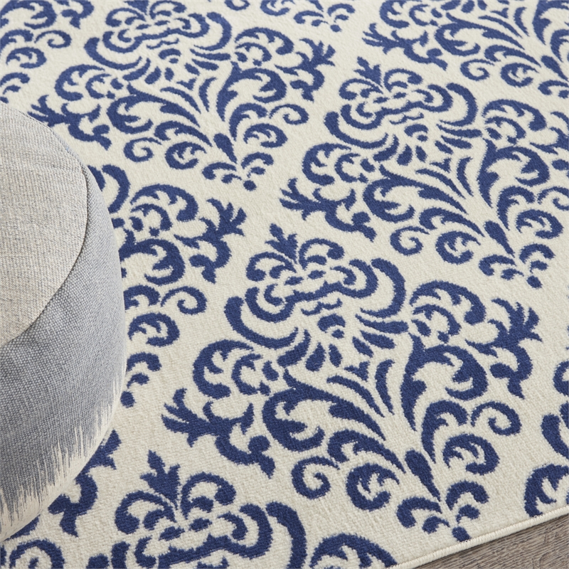 Nourison Grafix 7' x 10' White/Blue Transitional Indoor Rug Polypropylene