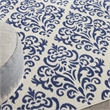 Nourison Grafix 7' x 10' White/Blue Transitional Indoor Rug Polypropylene