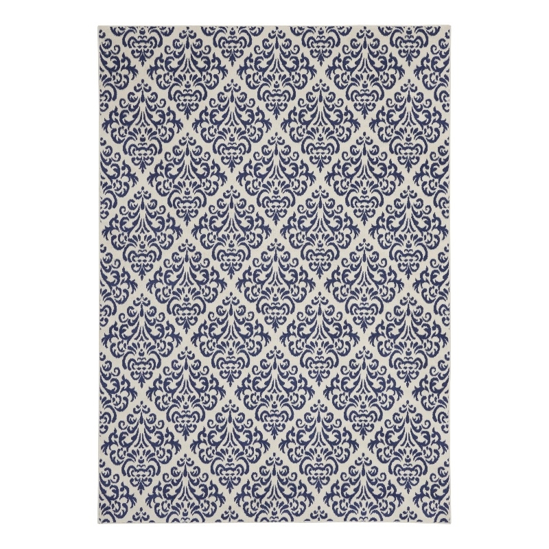 Nourison Grafix 7' x 10' White/Blue Transitional Indoor Rug Polypropylene