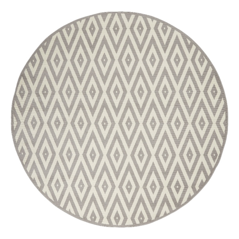 Nourison Grafix 8' x ROUND White/Gray Mid-Century Modern Indoor Rug