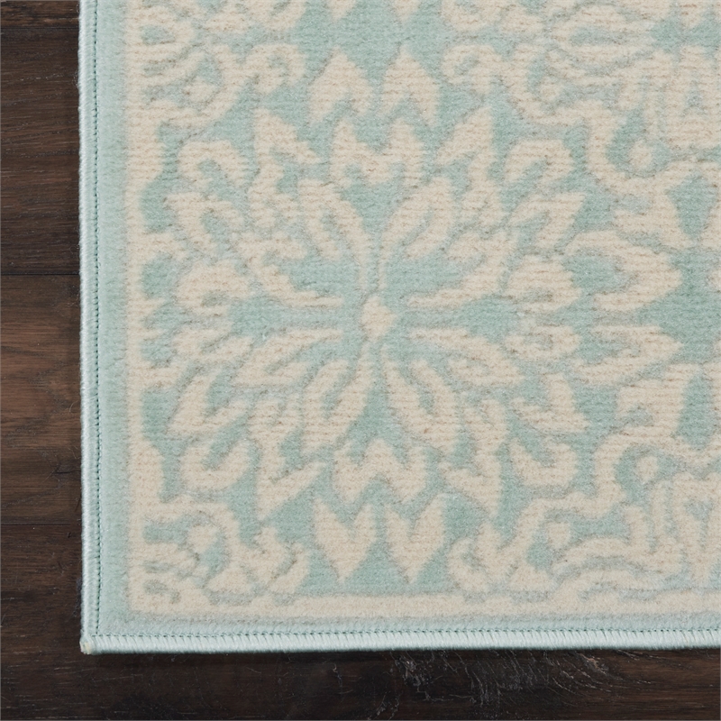 Nourison Jubilant 7' Runner Aqua Fabric Farmhouse Area Rug (7' Runner)