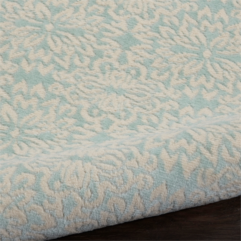Nourison Jubilant 7' Runner Aqua Fabric Farmhouse Area Rug (7' Runner)