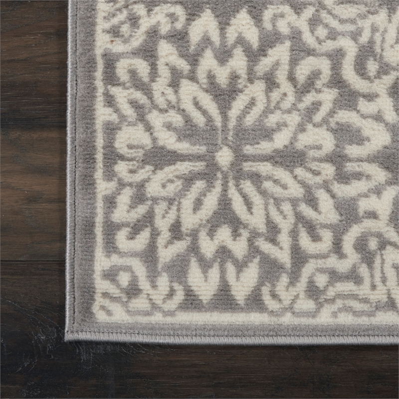 Nourison Jubilant 7' Runner Gray Fabric Farmhouse Area Rug (7' Runner)