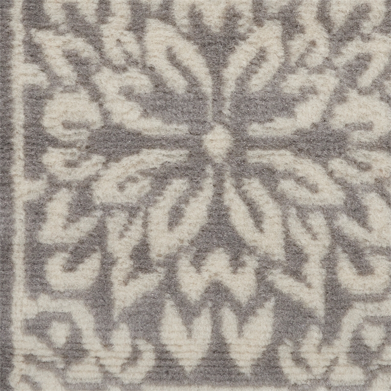 Nourison Jubilant 7' Runner Gray Fabric Farmhouse Area Rug (7' Runner)