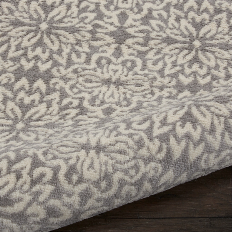 Nourison Jubilant 7' Runner Gray Fabric Farmhouse Area Rug (7' Runner)