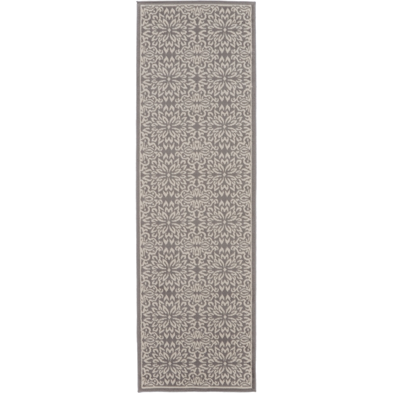 Nourison Jubilant 7' Runner Gray Fabric Farmhouse Area Rug (7' Runner)