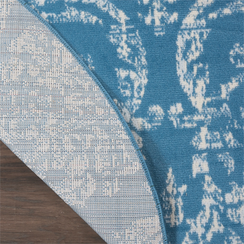 Nourison Jubilant 5' x Round Blue Fabric Vintage Area Rug (5' Round)