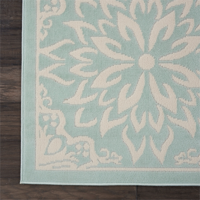 Nourison Jubilant 8' x 10' Aqua Fabric Farmhouse Area Rug (8' x 10')