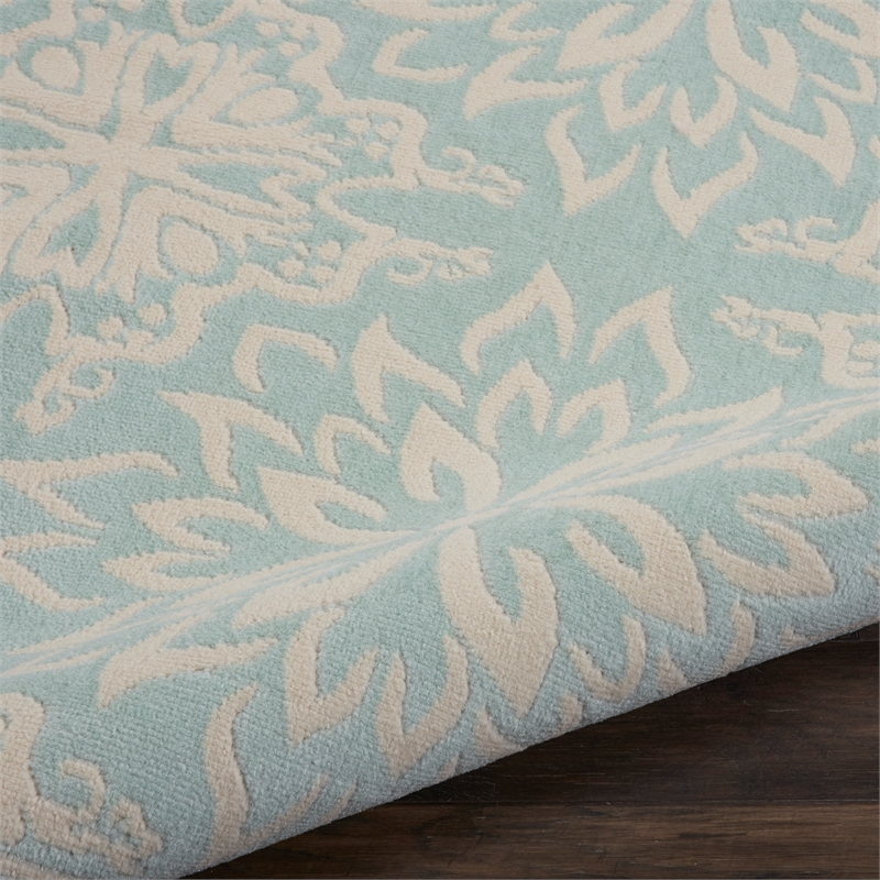 Nourison Jubilant 8' x 10' Aqua Fabric Farmhouse Area Rug (8' x 10')