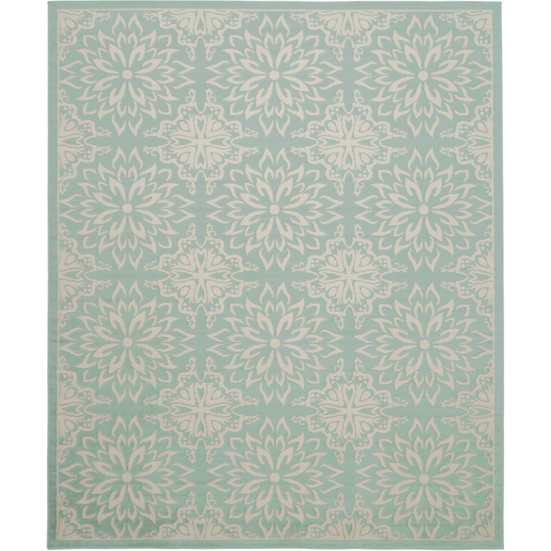 Nourison Jubilant 8' x 10' Aqua Fabric Farmhouse Area Rug (8' x 10')