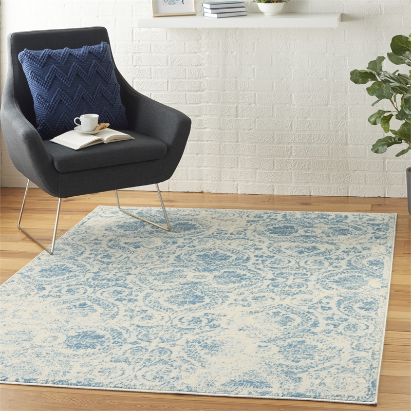 Nourison Jubilant 4' x 6' Blue Vintage Indoor Rug Polypropylene