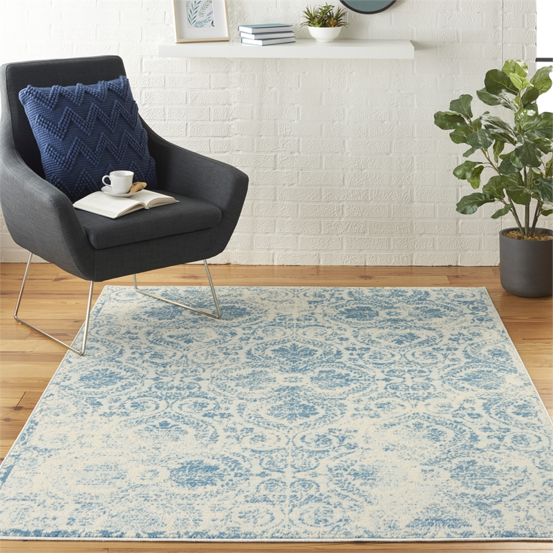 Nourison Jubilant 4' x 6' Blue Vintage Indoor Rug Polypropylene