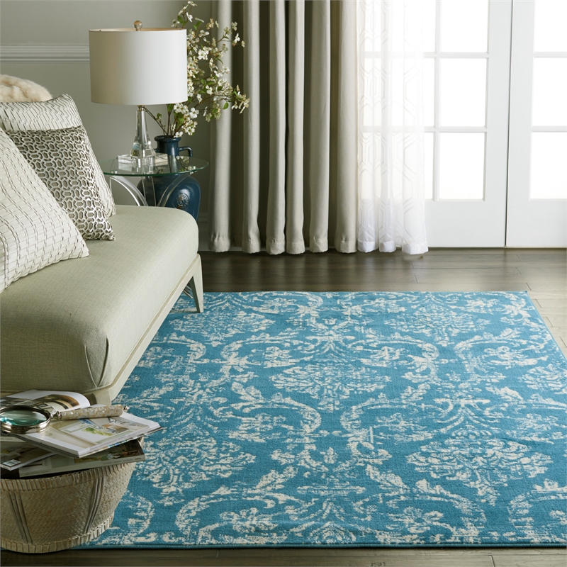 Nourison Jubilant 6' x 9' Blue Fabric Vintage Area Rug (6' x 9')