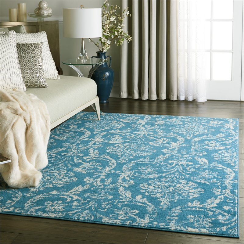 Nourison Jubilant 6' x 9' Blue Fabric Vintage Area Rug (6' x 9')