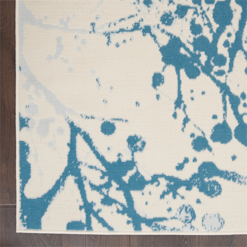 Nourison Jubilant 4' x 6' Ivory/Blue Modern Indoor Rug