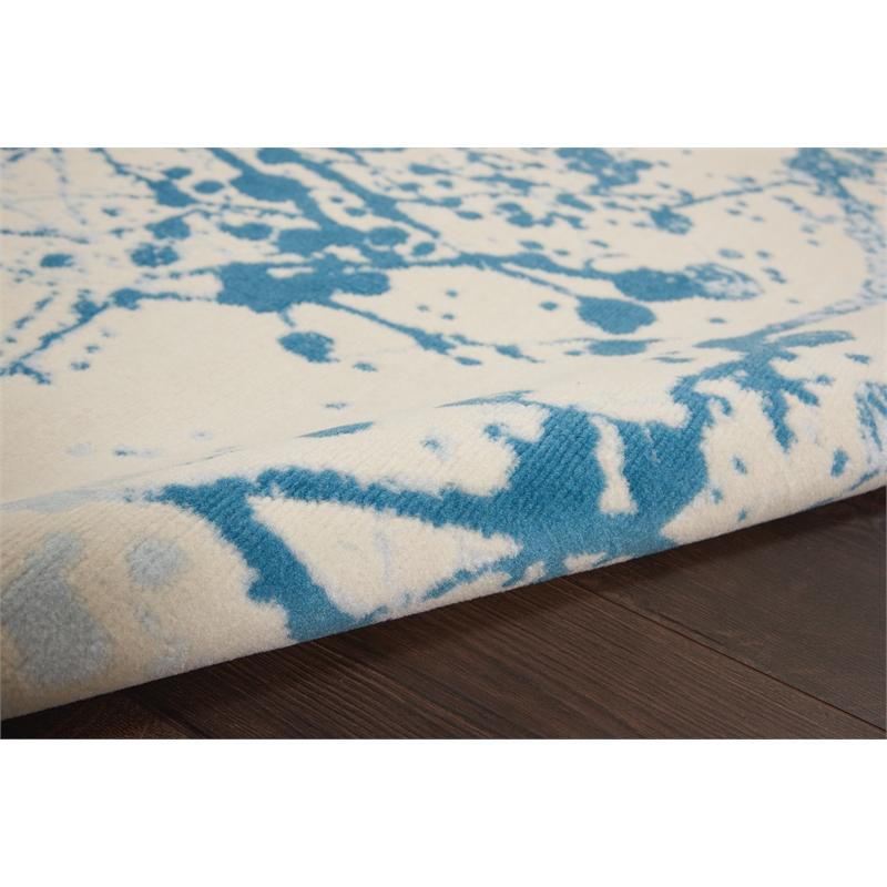 Nourison Jubilant 4' x 6' Ivory/Blue Modern Indoor Rug