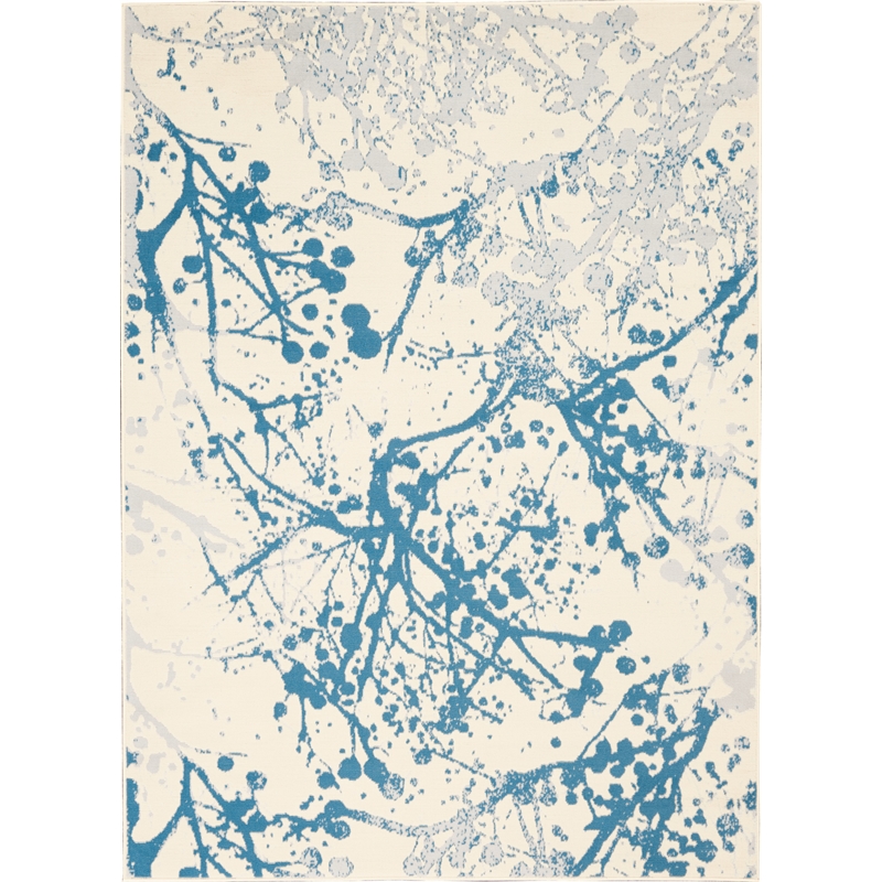 Nourison Jubilant 4' x 6' Ivory/Blue Modern Indoor Rug