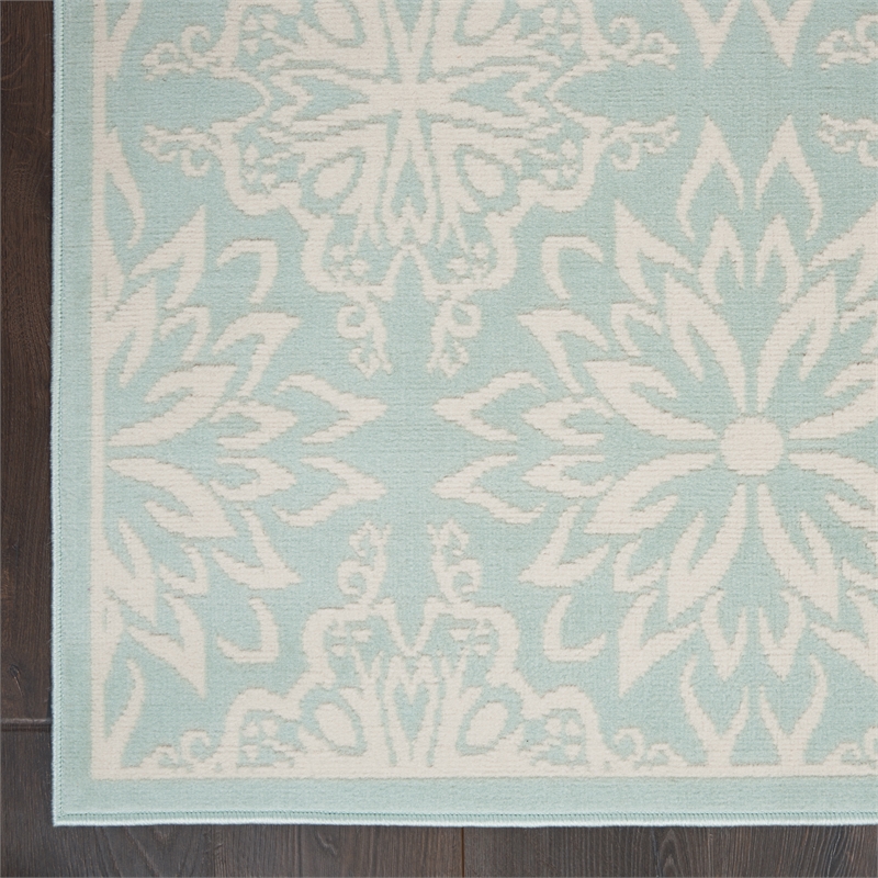 Nourison Jubilant 4' x 6' Aqua Fabric Farmhouse Area Rug (4' x 6')