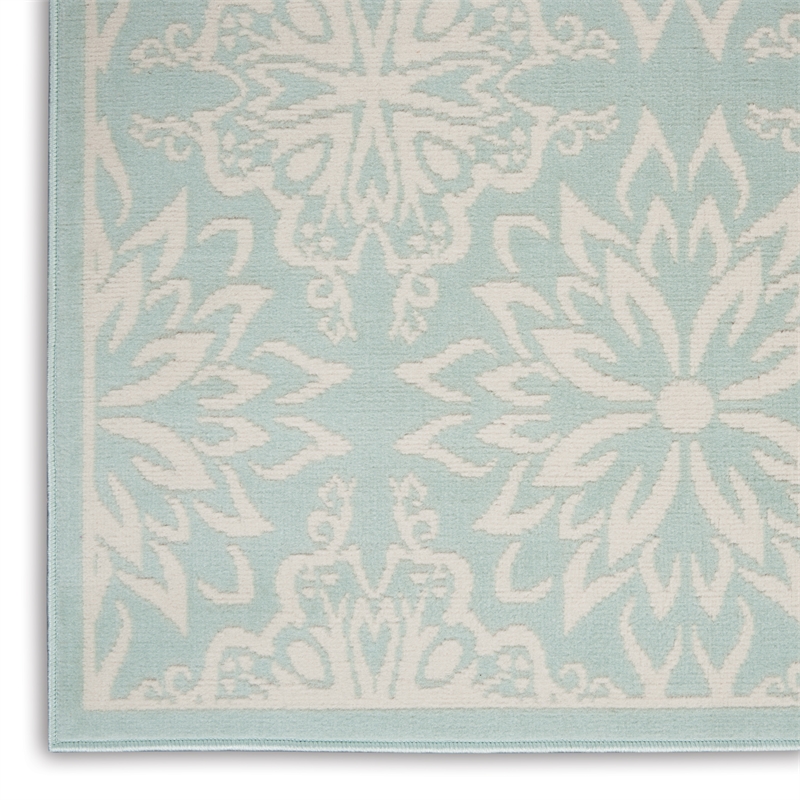 Nourison Jubilant 4' x 6' Aqua Fabric Farmhouse Area Rug (4' x 6')