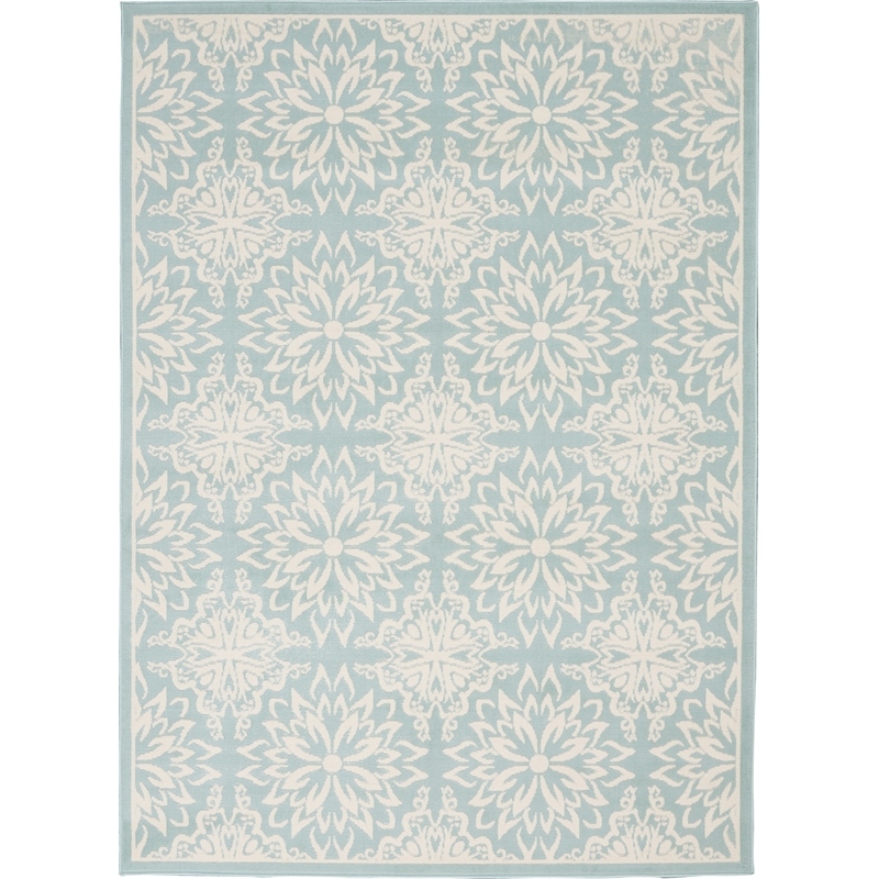 Nourison Jubilant 4' x 6' Aqua Fabric Farmhouse Area Rug (4' x 6')