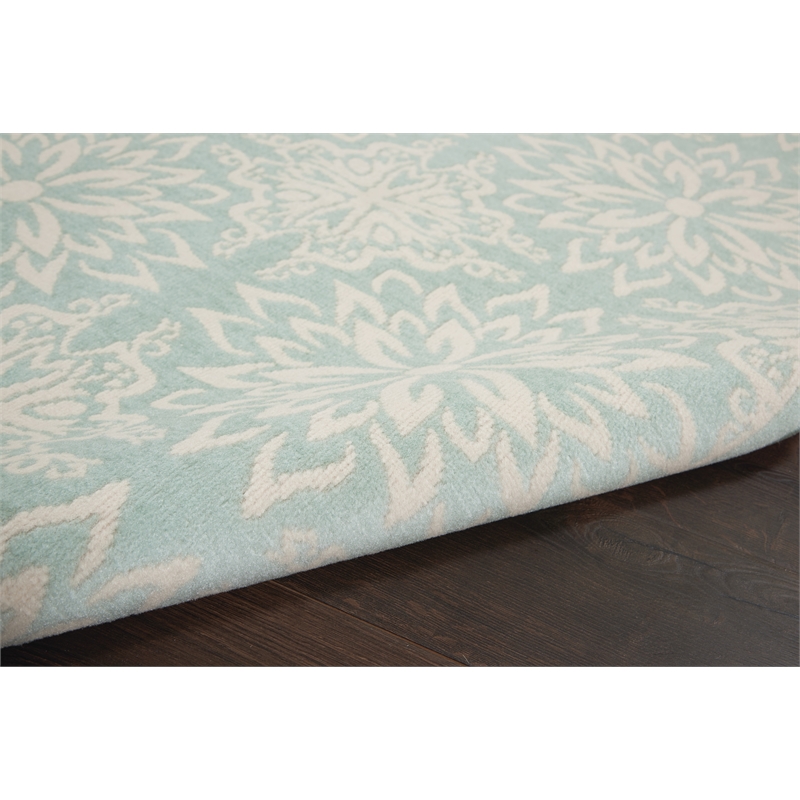 Nourison Jubilant 4' x 6' Aqua Fabric Farmhouse Area Rug (4' x 6')
