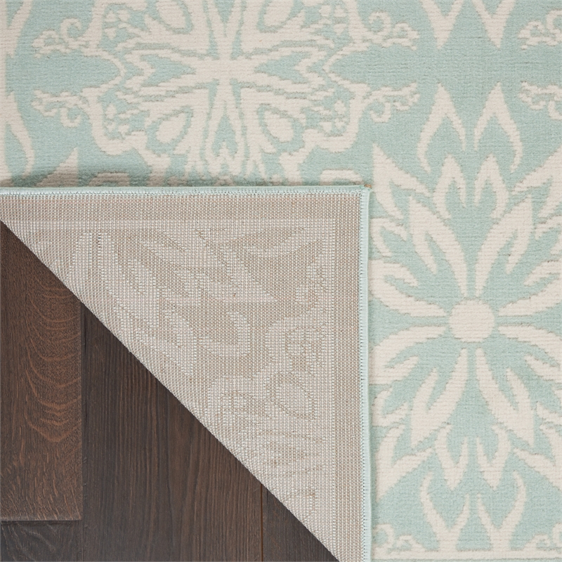 Nourison Jubilant 4' x 6' Aqua Fabric Farmhouse Area Rug (4' x 6')