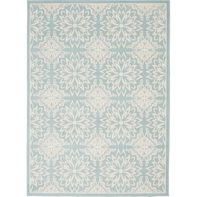 Nourison Jubilant 4' x 6' Aqua Fabric Farmhouse Area Rug (4' x 6')