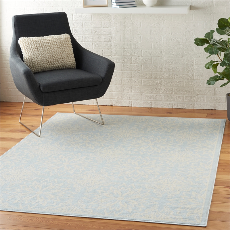 Nourison Jubilant 4' x 6' Light Blue Fabric Farmhouse Area Rug (4' x 6')