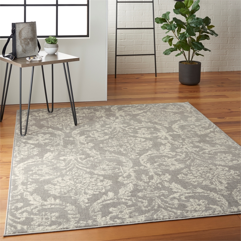 Nourison Jubilant 6' x 9' Gray Fabric Vintage Area Rug (6' x 9')