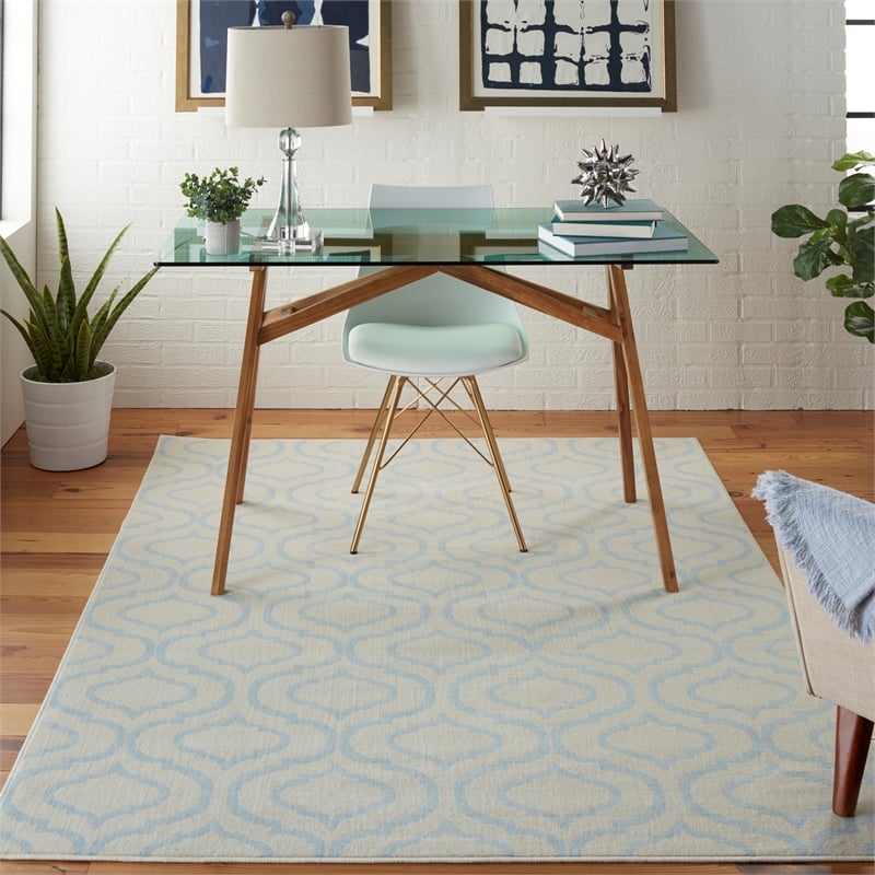 Nourison Jubilant 6' x 9' Ivory/Blue Contemporary Indoor Rug