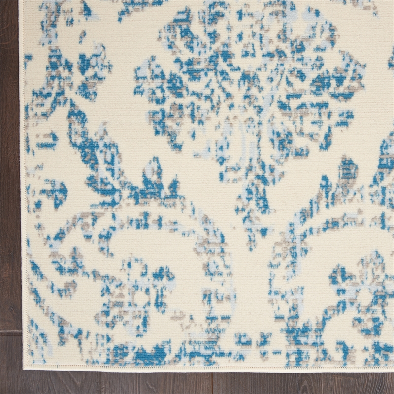 Nourison Jubilant 6' x 9' White and Blue Fabric Vintage Area Rug (6' x 9')
