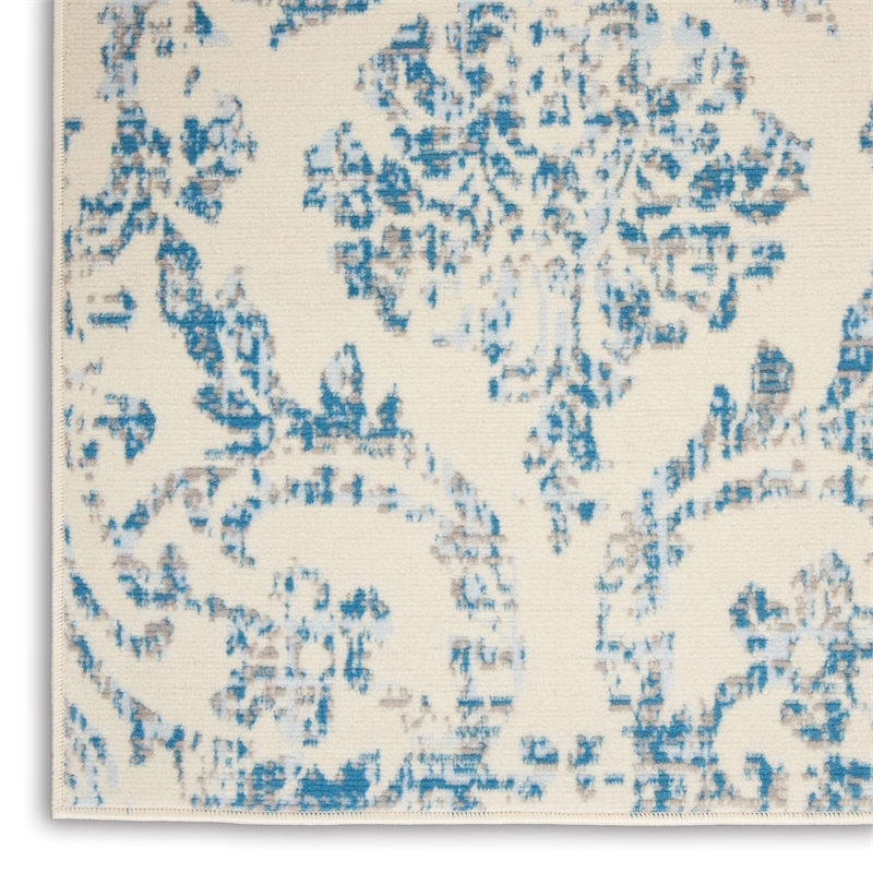 Nourison Jubilant 6' x 9' White and Blue Fabric Vintage Area Rug (6' x 9')