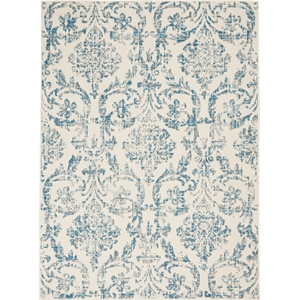 Nourison Jubilant 6' x 9' White and Blue Fabric Vintage Area Rug (6' x 9')