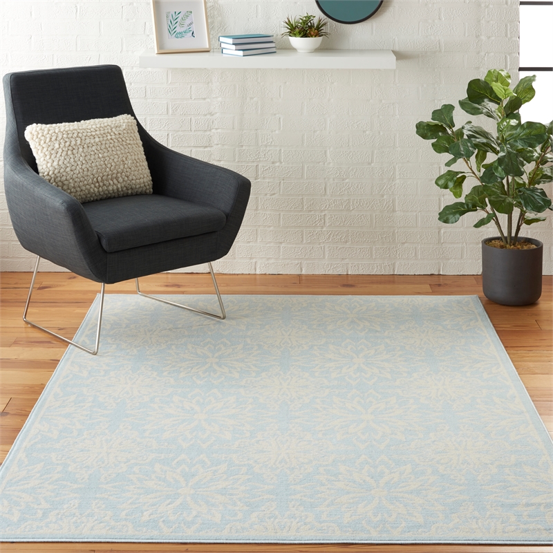 Nourison Jubilant 6' x 9' Light Blue Fabric Farmhouse Area Rug (6' x 9')