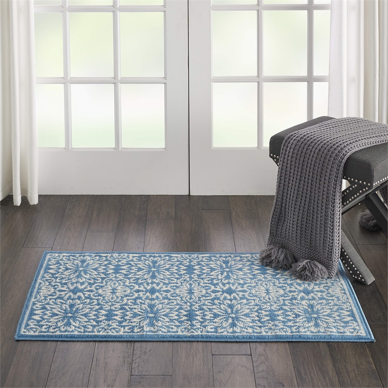 Nourison Jubilant 2' x 4' Ivory/Blue Farmhouse Indoor Rug