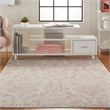 Nourison Jubilant 4' x 6' White and Pink Fabric Vintage Area Rug (4' x 6')
