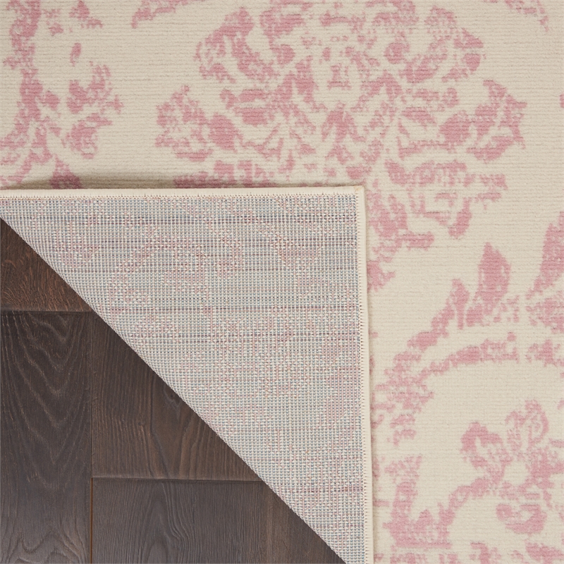 Nourison Jubilant 4' x 6' White and Pink Fabric Vintage Area Rug (4' x 6')